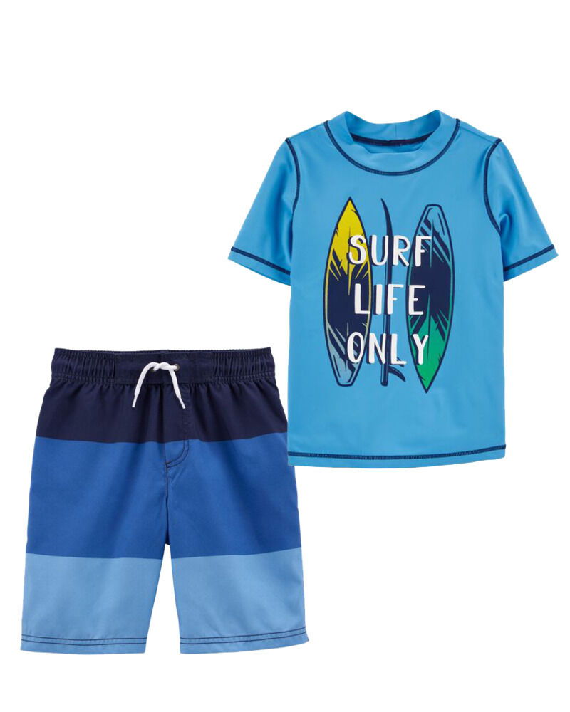 Swim Trunks Sz 4 New NWT Osk Kosh Boy Shark Rash Guard UV Protection Shirt 