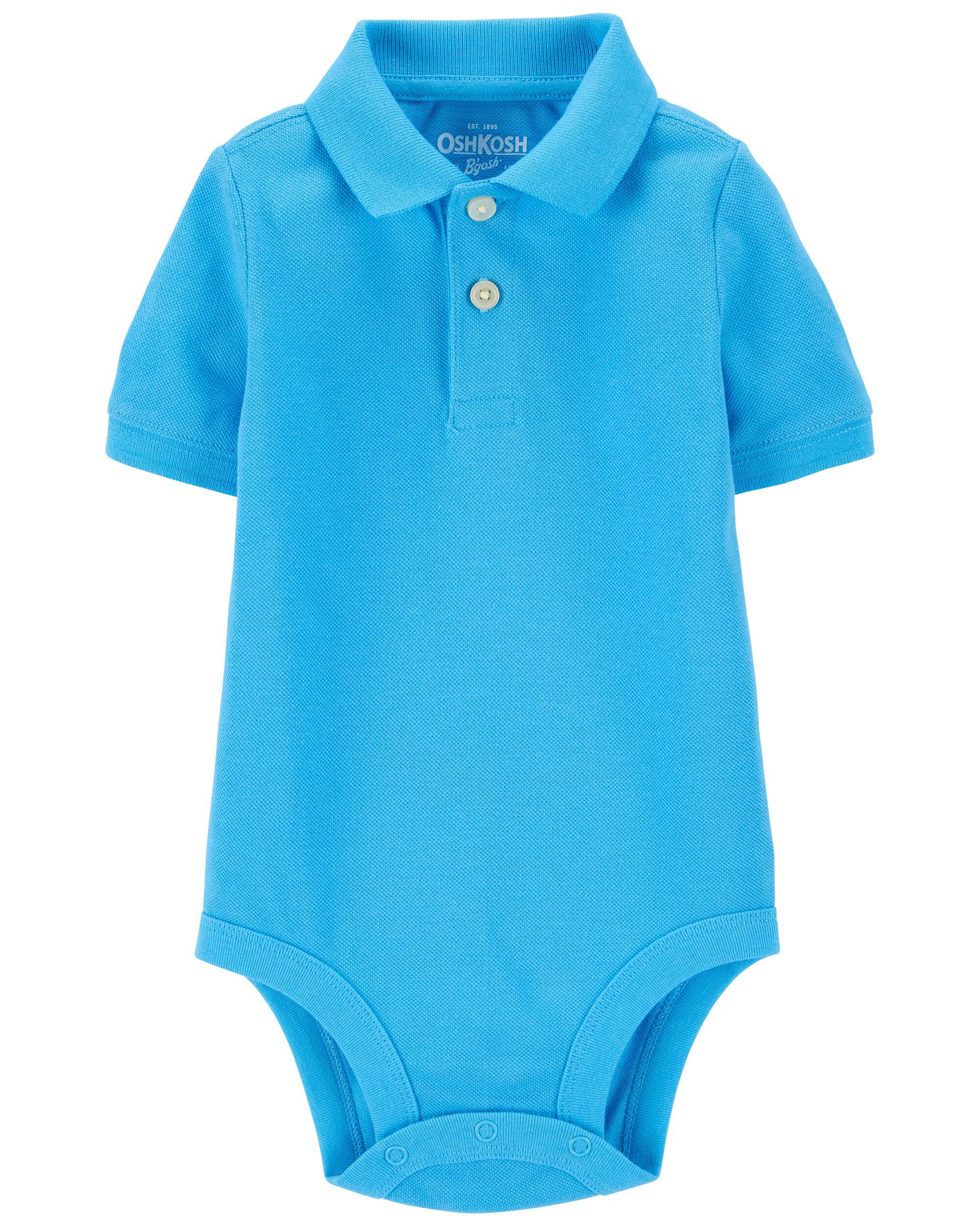 NWT Coral Light Blue Details about   OSHKOSH Infant Boy TWO Short Sleeve Polo Bodysuits 