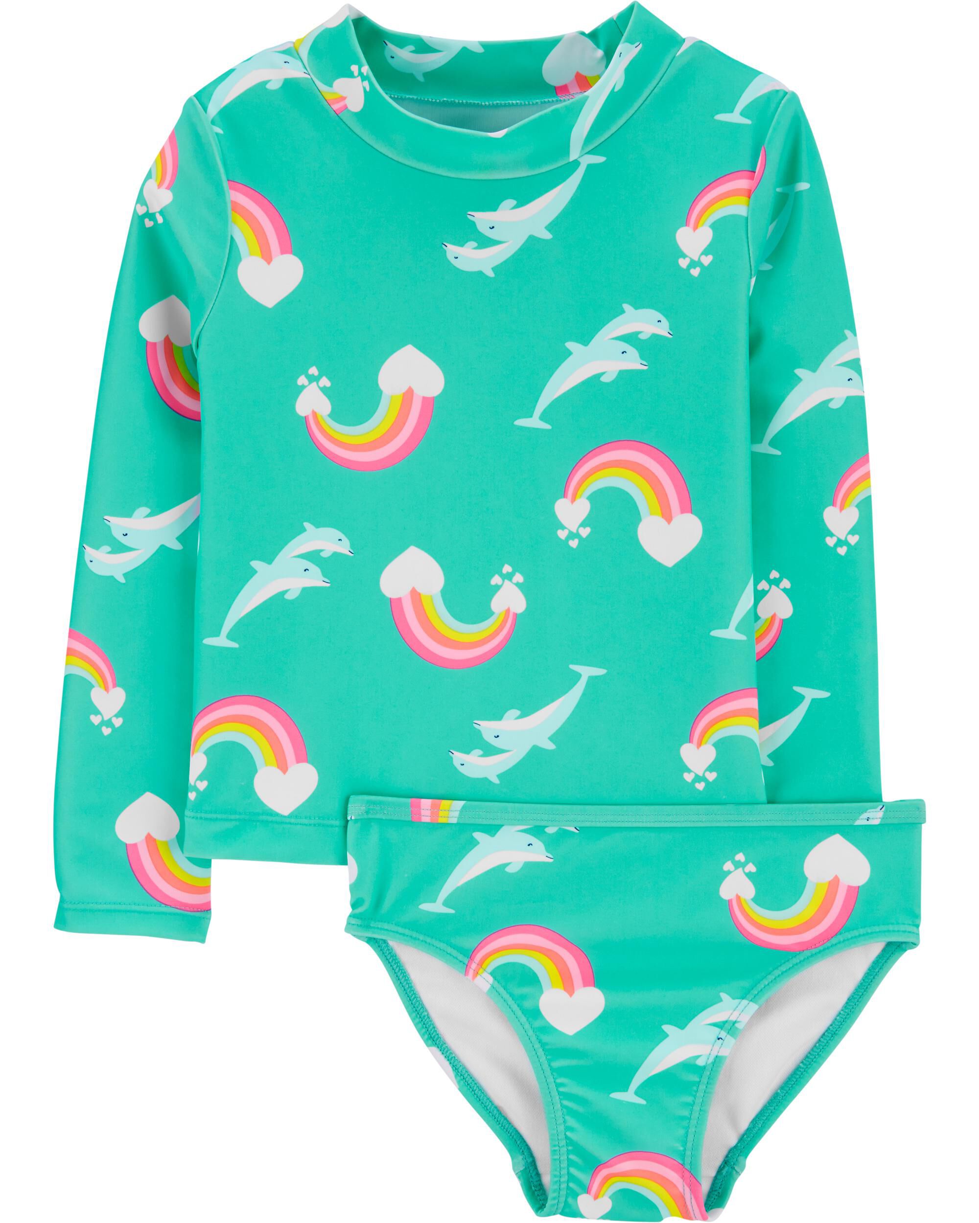 kavkas Toddler Girls 2-Piece Rash Guard Set Swimsuit Bathing Suits
