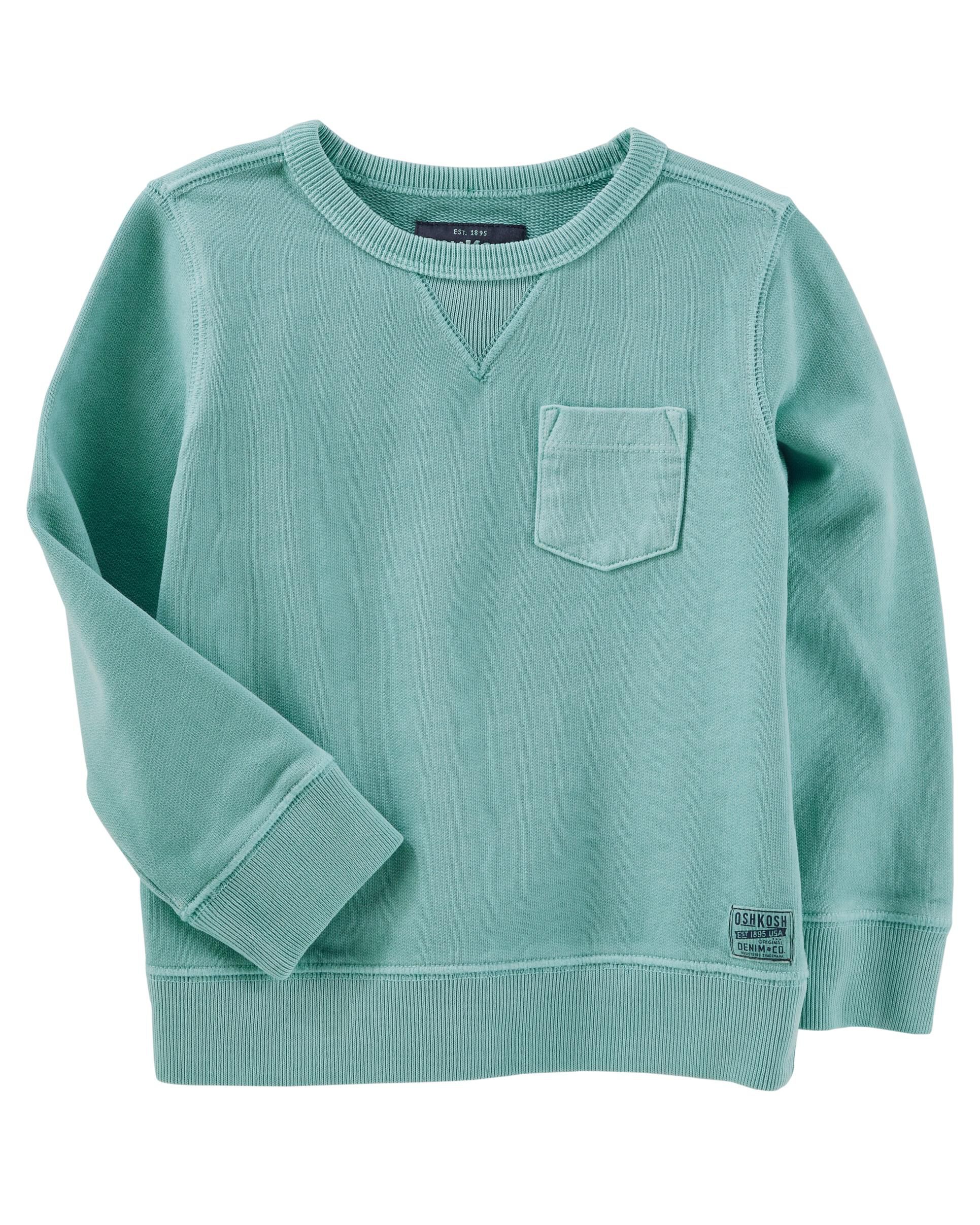 New Oshkosh Sweatshirt Boys Shirt Top Blue Garment Dye 7,10/12 