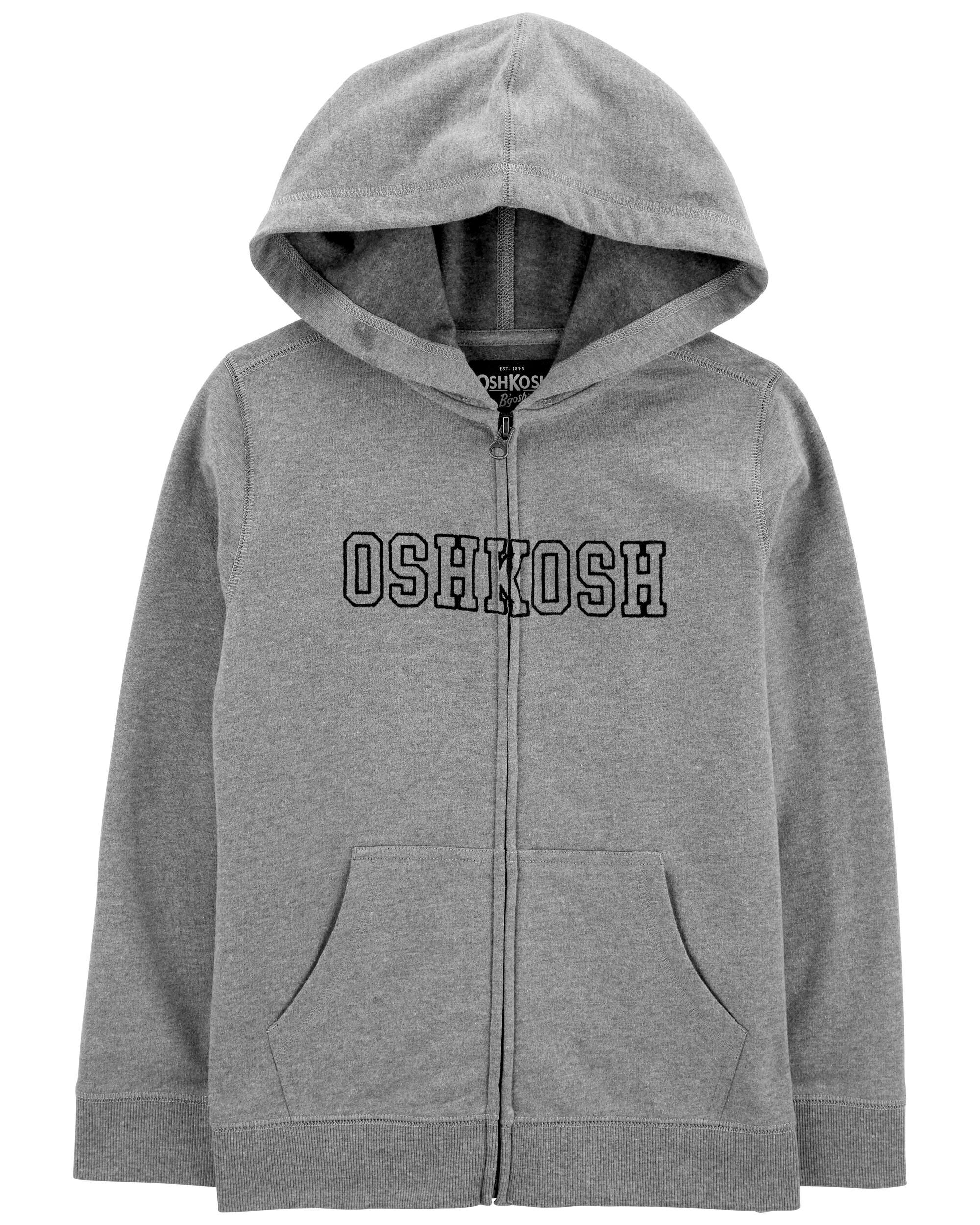 NEW OshKosh Logo Hoodie Boys Sweatshirt Jacket Blue 10-12 