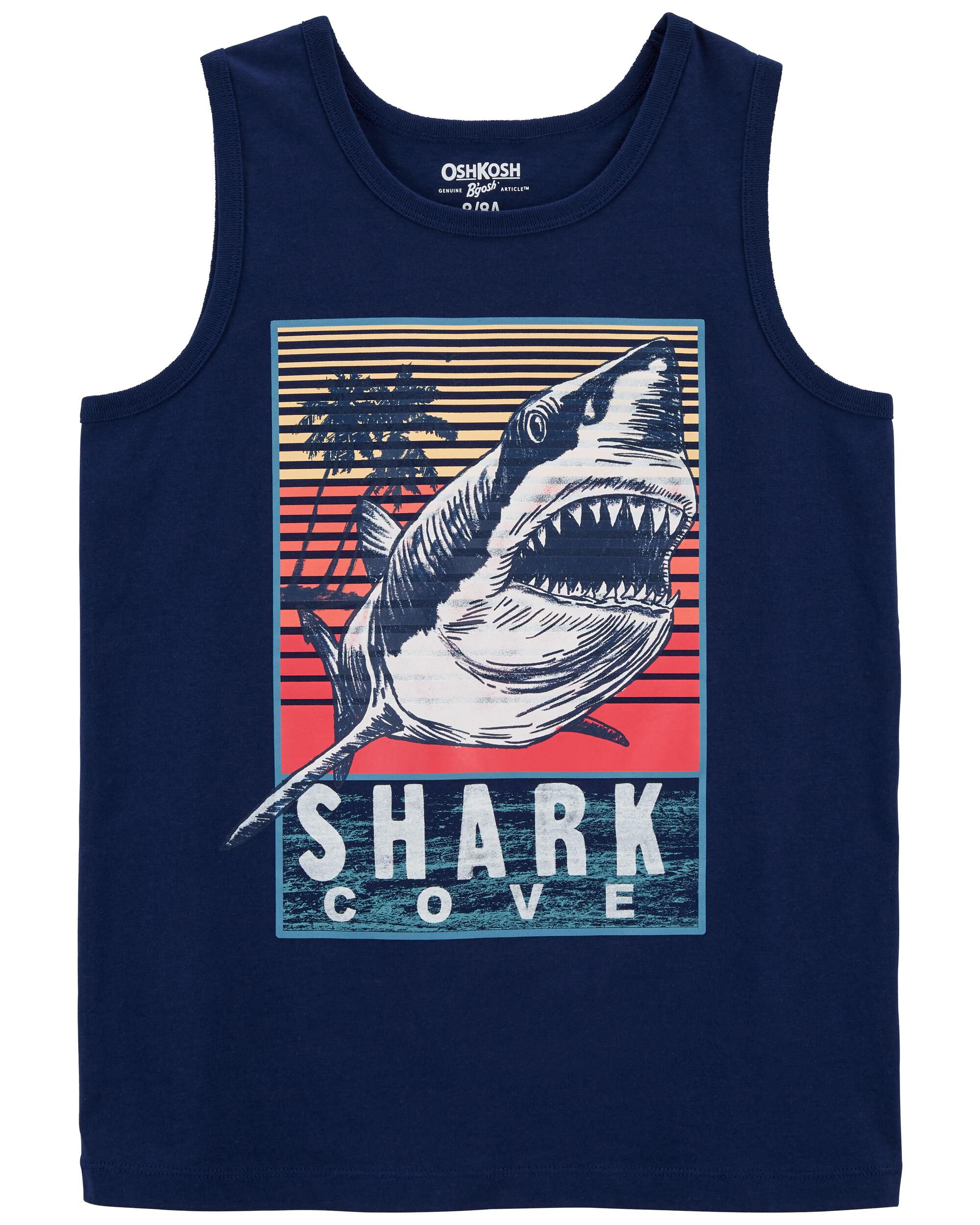 New Oshkosh Shark Boys Shirt Tank Top Gray 12,14 