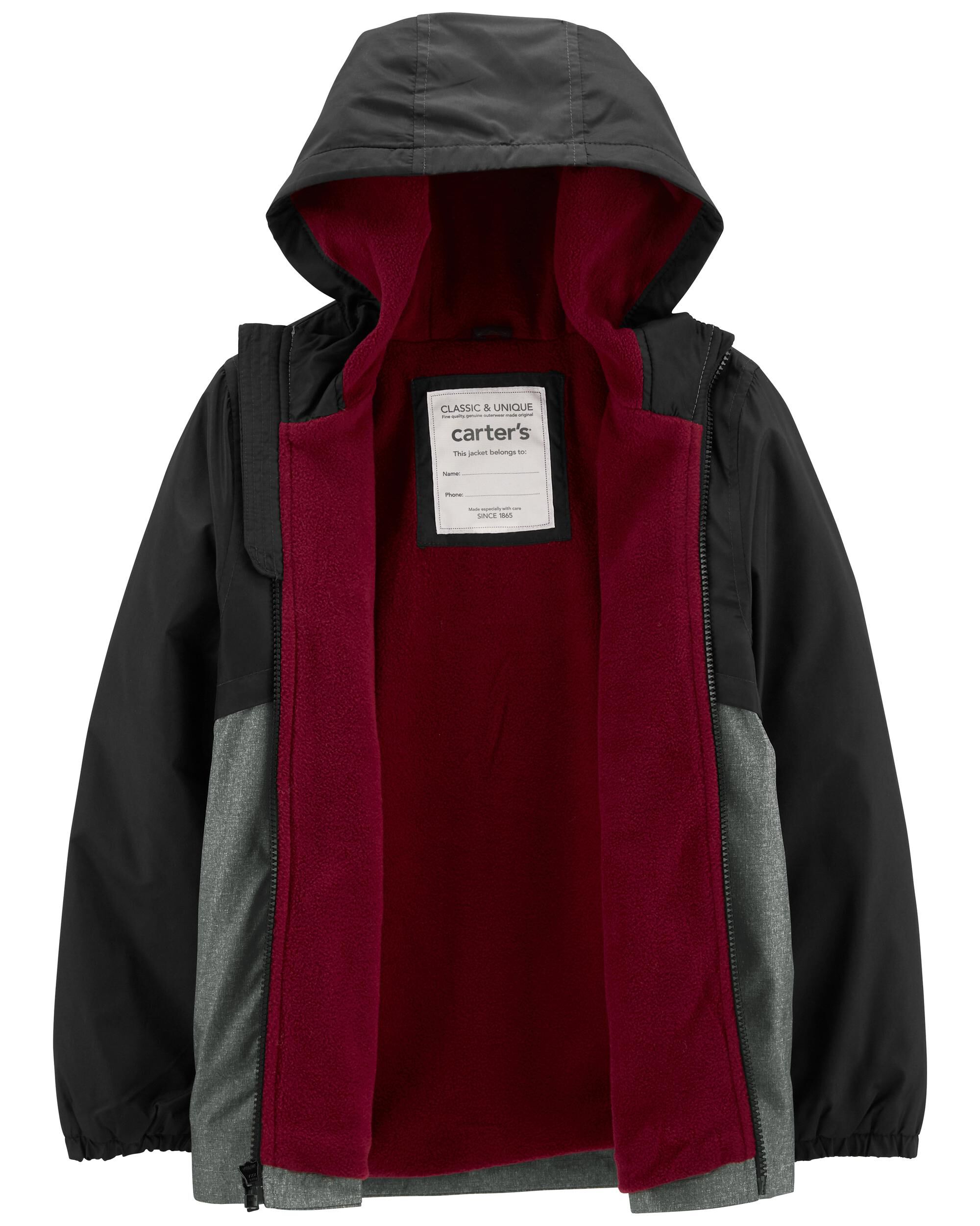 Details about   NWT Oshkosh Boys gray/white/red hood fully lined wind &weather protection Jacket 