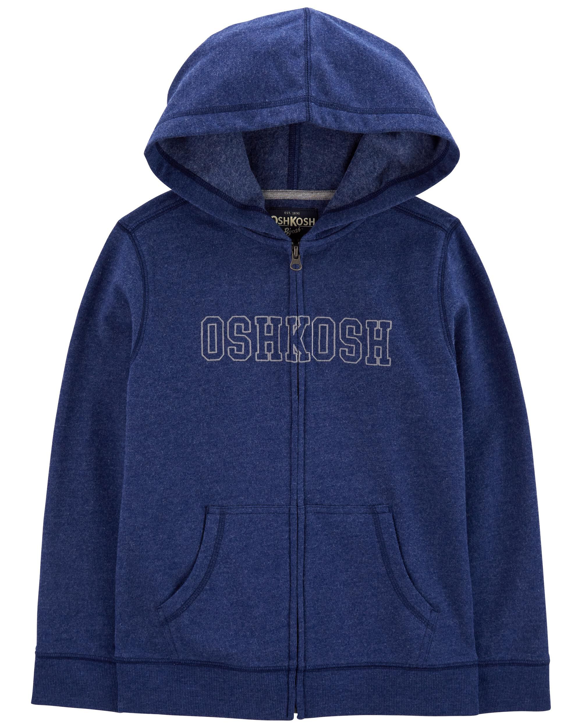NEW OshKosh Logo Hoodie Boys Sweatshirt Jacket Blue 10-12 